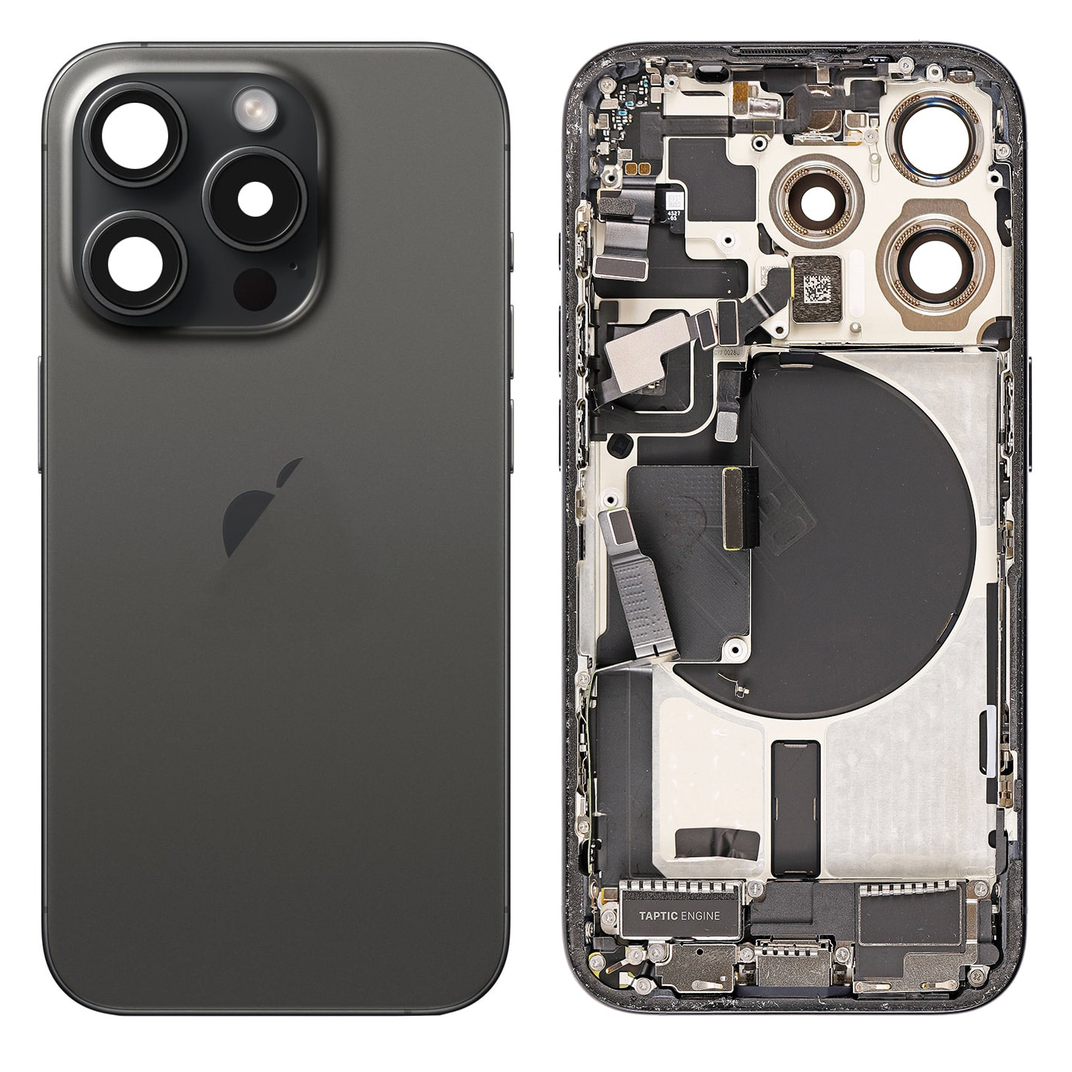 For iPhone 15 Pro Back Cover Full Assembly-Black Titanium
