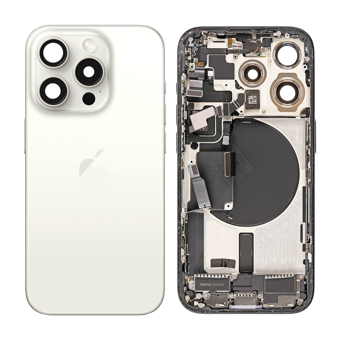 For iPhone 15 Pro Back Cover Full Assembly-White Titanium 